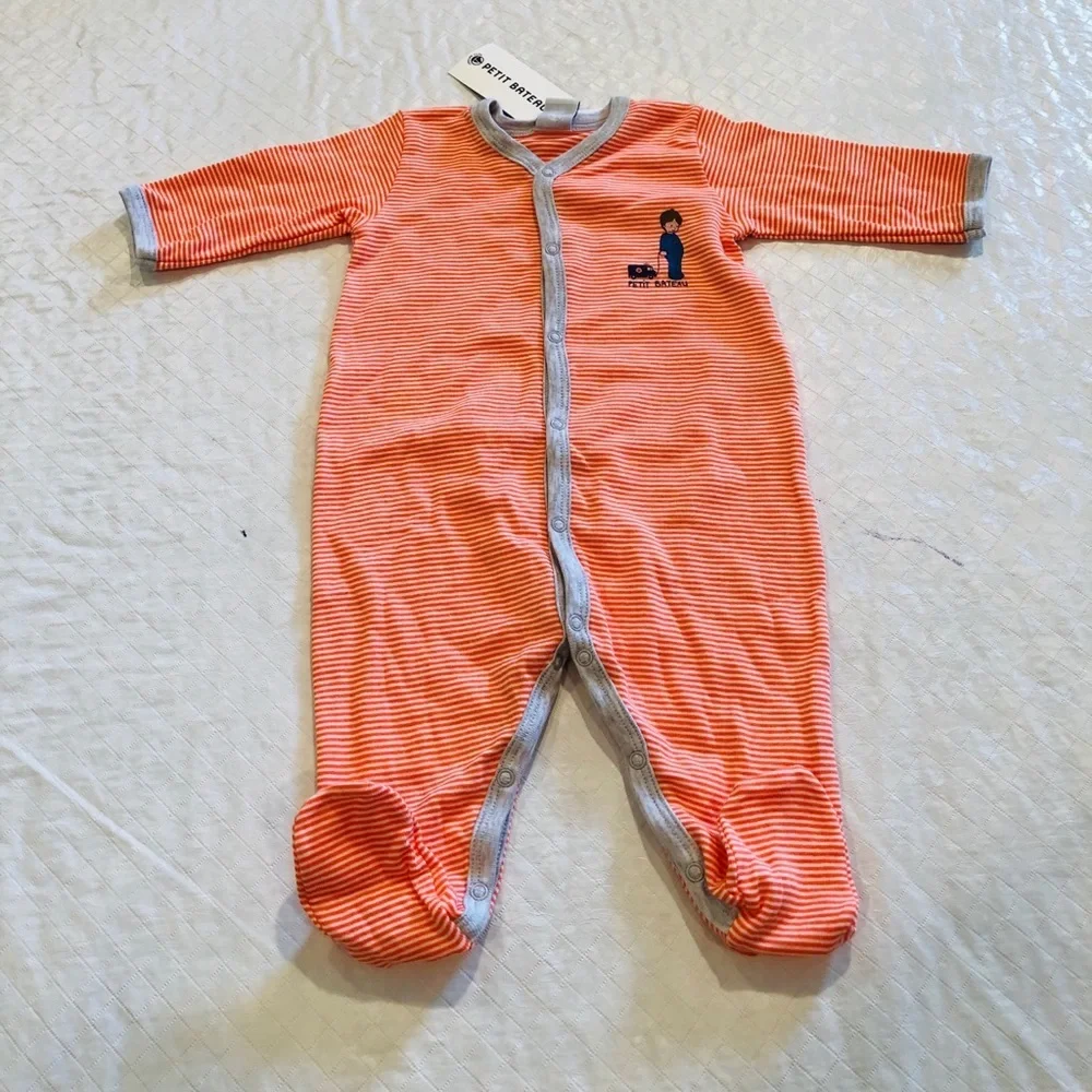Petit Bateau**Orange Footed Onesie Baby PJ**3 Mo. - Picture 5 of 5
